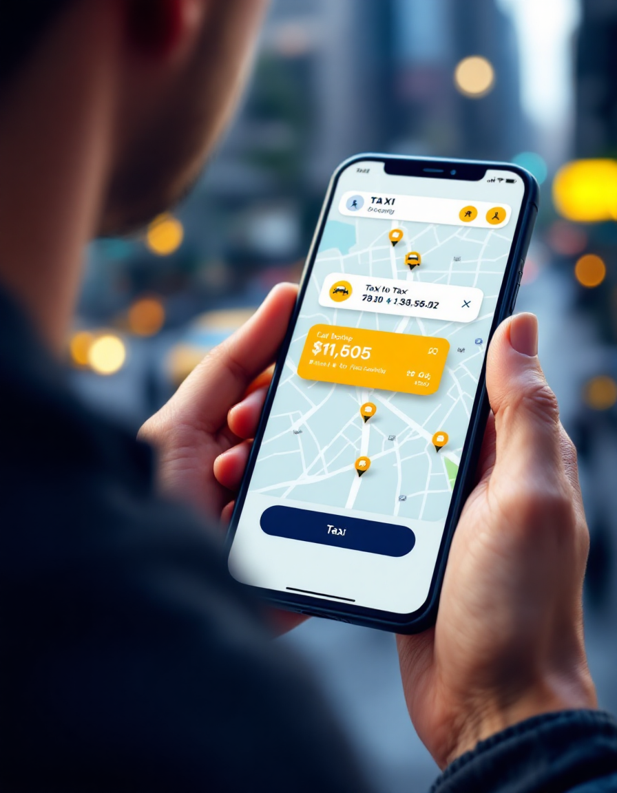 Personne qui regarde la localisation du taxi sur son téléphone